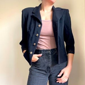 St. John Collection by Marie Gray Black Knit Sweater Blazer